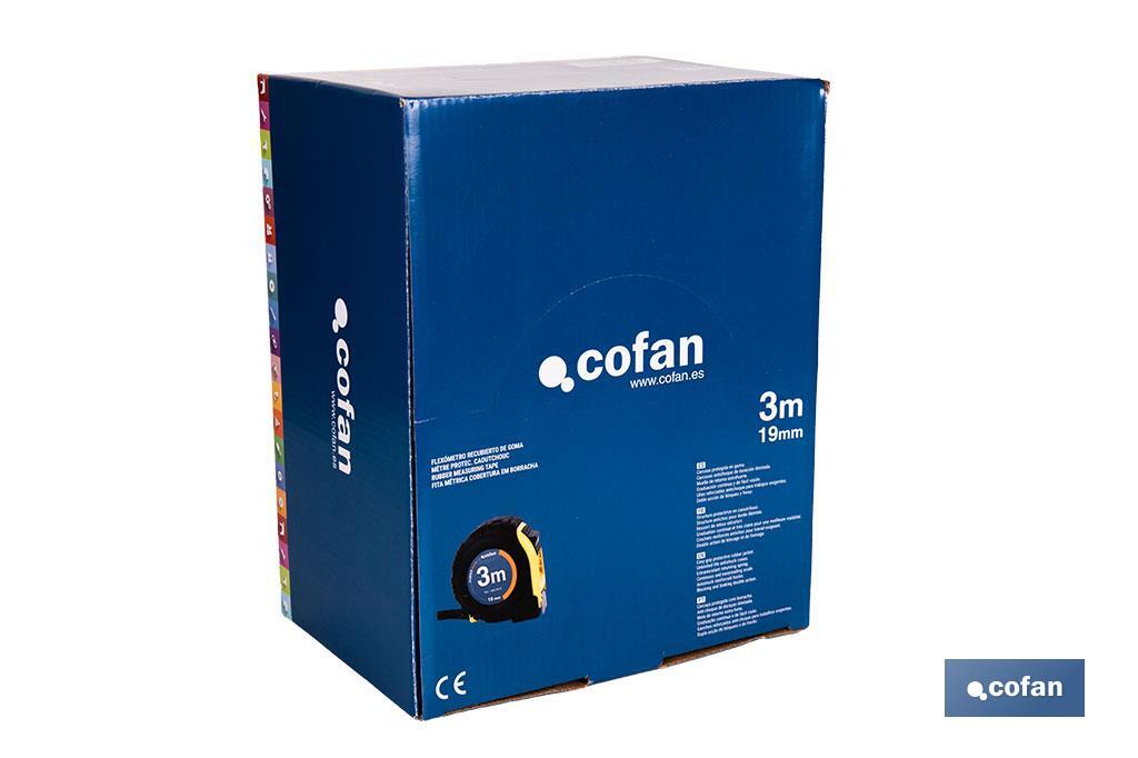 Expositor para flexómetros con protección de goma de Cofan | Incluyen los flexómetros | Varias medidas y capacidades